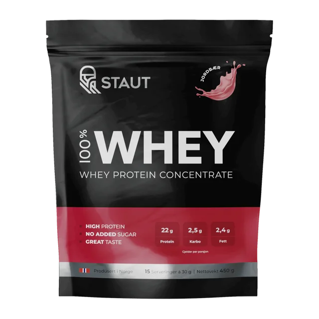 Staut 100% Whey Jordbær 450 g